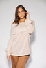 monroe cold shoulder sweater // oatmeal *zoco exclusive*