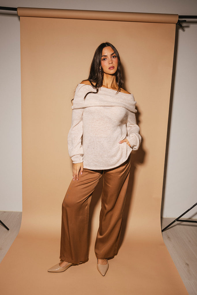 monroe cold shoulder sweater // oatmeal *zoco exclusive*