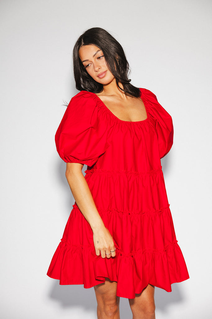 short daymaker dress // red poplin *zoco exclusive*