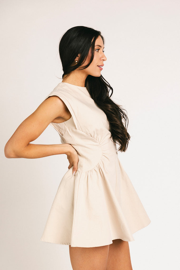 have a seat mini dress // beige