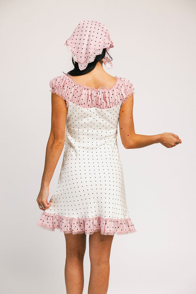 hadley mini dress + scarf // pink polka dot *zoco exclusive*