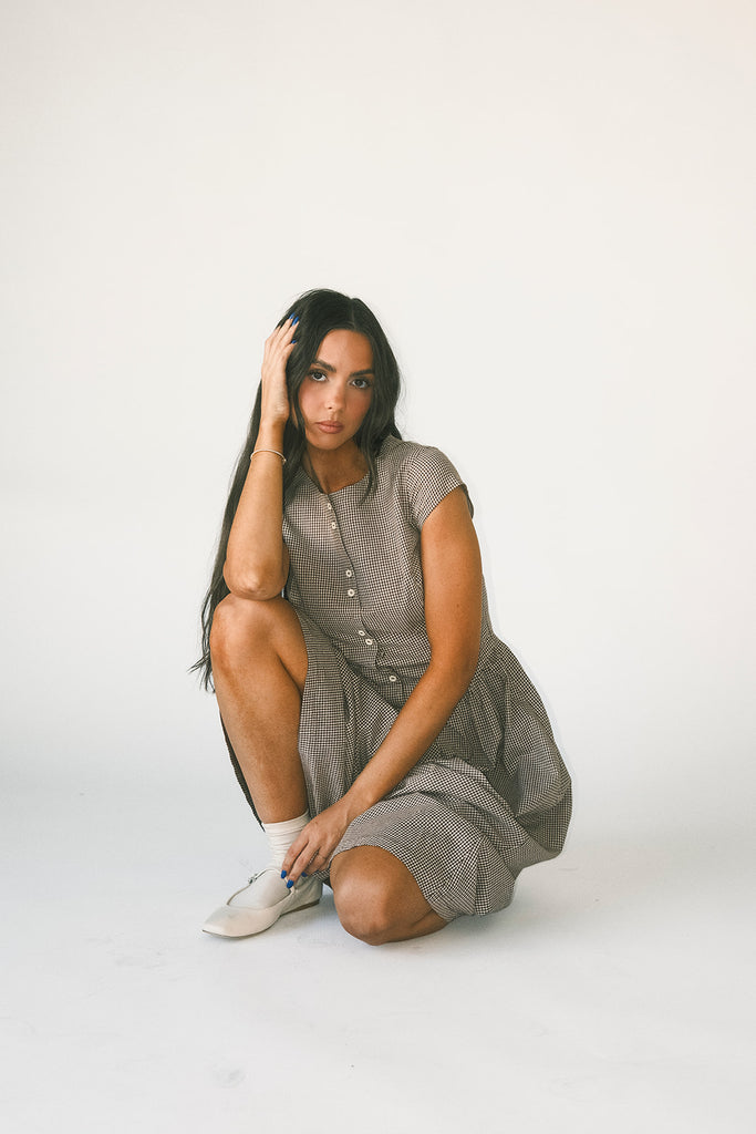 heirloom midi dress // brown gingham *zoco exclusive*