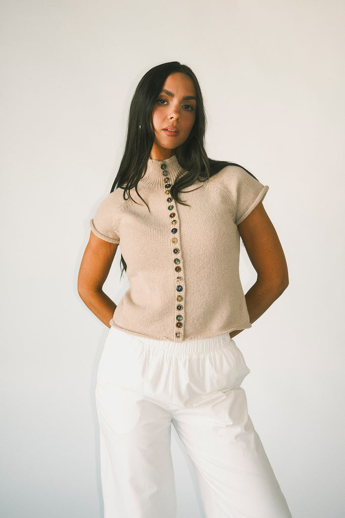 ciera button sweater // oat *zoco exclusive*