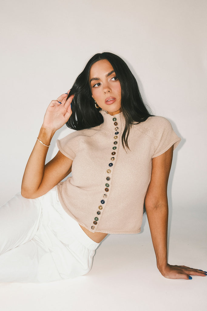 ciera button sweater // oat *zoco exclusive*