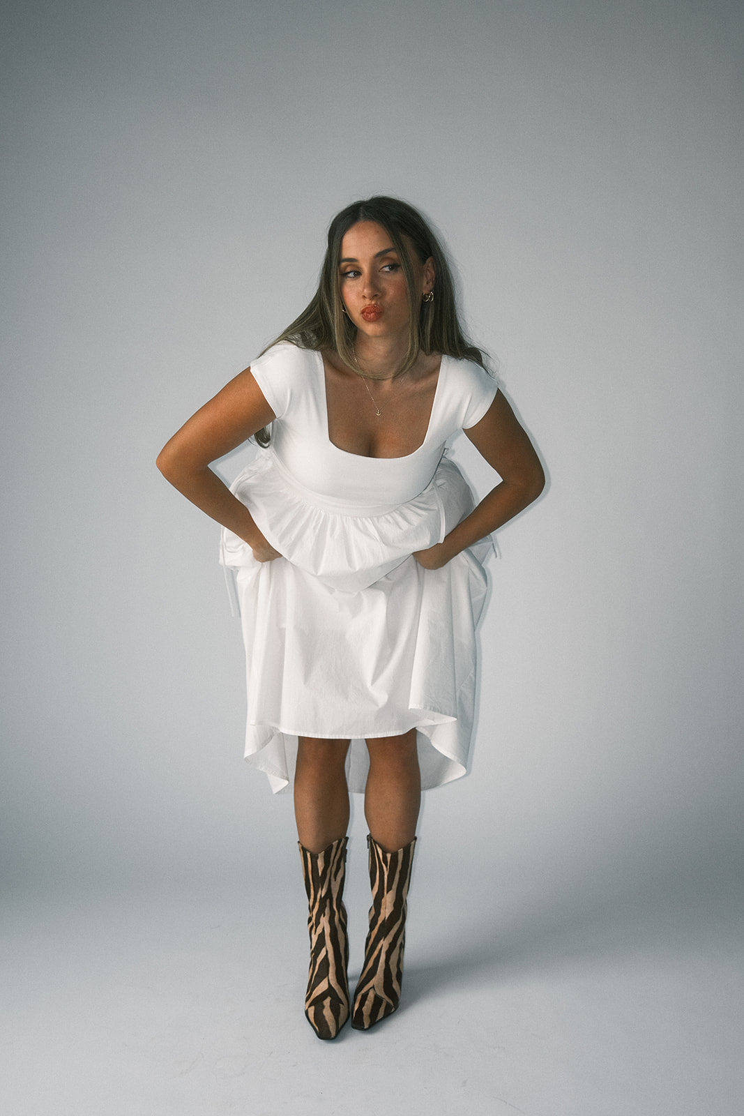 RESTOCKED: White Nicolette Chain Dress