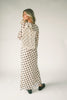 long sleeve polka dot maxi dress. perfect for date nights, cocktail parties, + fancy dinners.