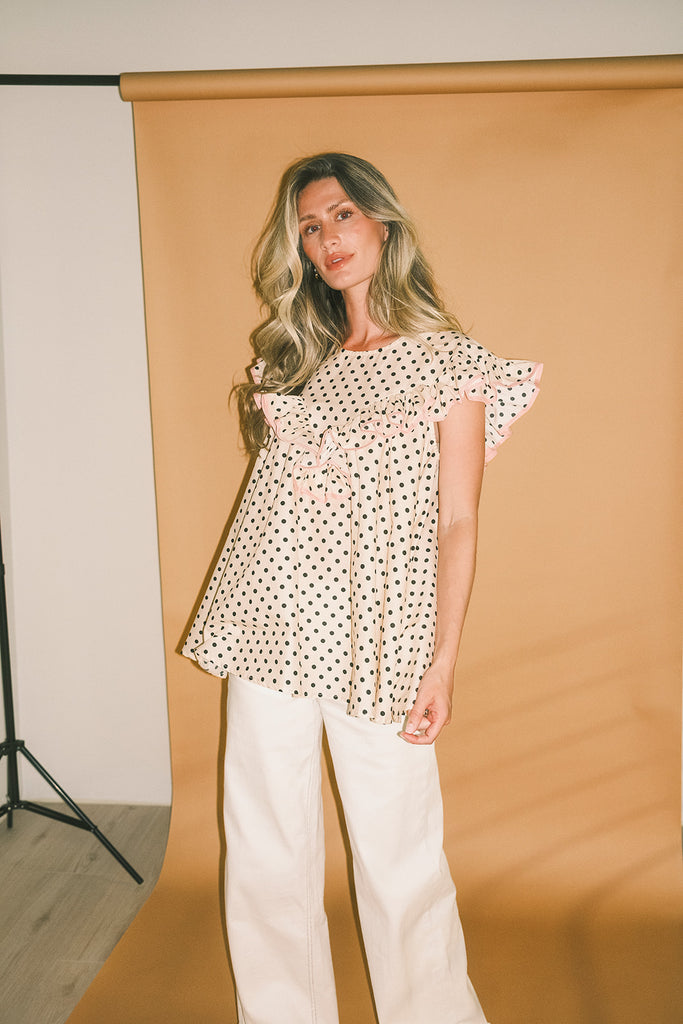 blondie ruffle top // polka dot *zoco exclusive*