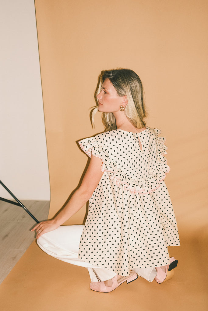 blondie ruffle top // polka dot *zoco exclusive*