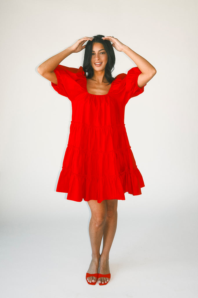 short daymaker dress // red poplin *zoco exclusive*