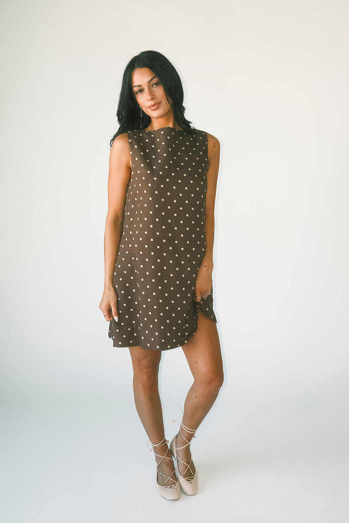 sicily linen mini dress // mocha dot *zoco exclusive*