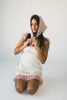 hadley mini dress + scarf // pink polka dot *zoco exclusive*