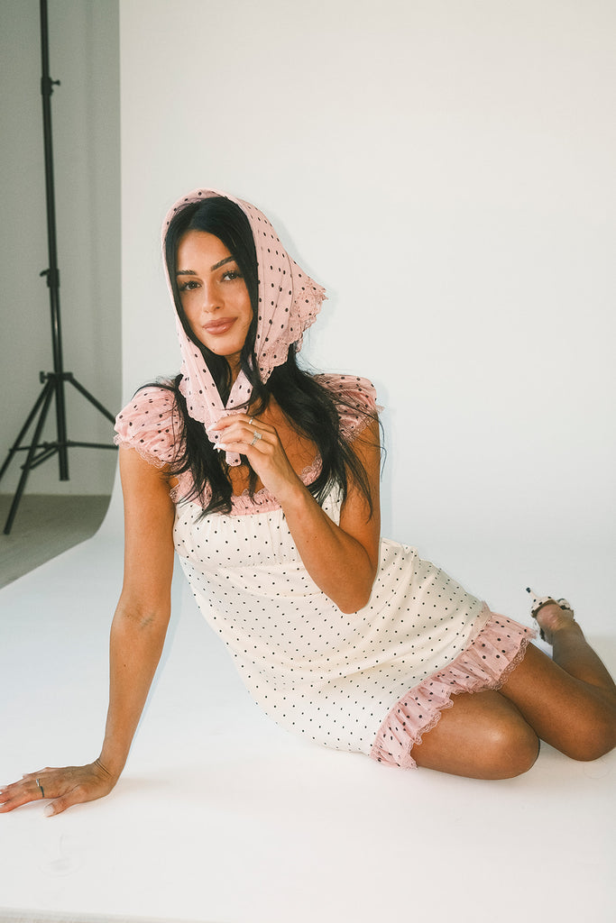 sorel scarf // pink polka dot *zoco exclusive*