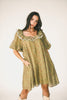 a green floral puff sleeve mini dress with a ruffle neckline. the perfect vintage-inspired dress for baby showers, family pictures, + special occasions. 

