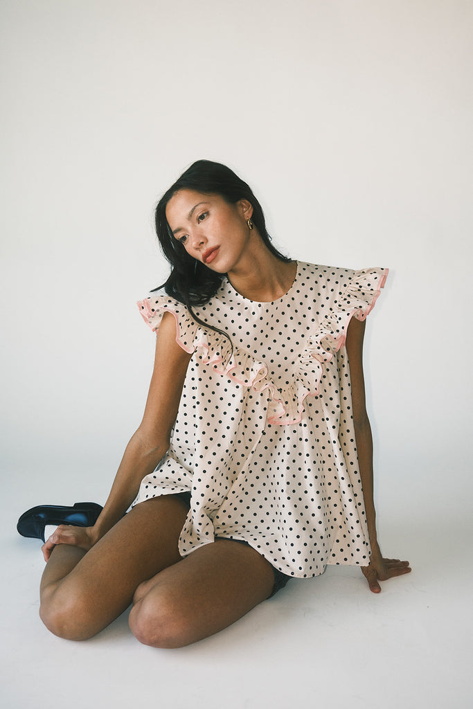 blondie ruffle top // polka dot *zoco exclusive*