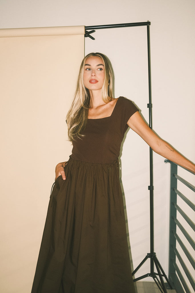 afterglow midi dress // chocolate *zoco exclusive*