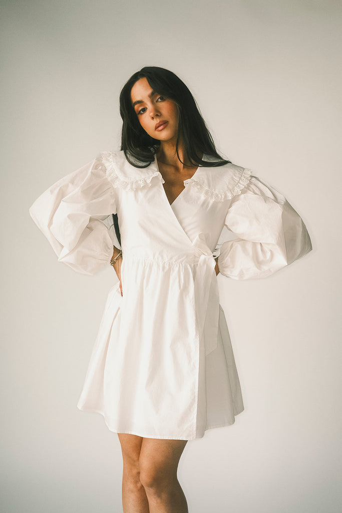 maxwell wrap dress // white *zoco exclusive*