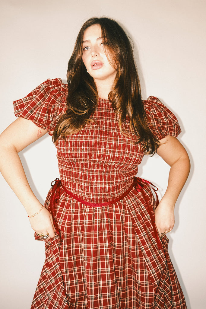 gia smocked dress // red *zoco exclusive*