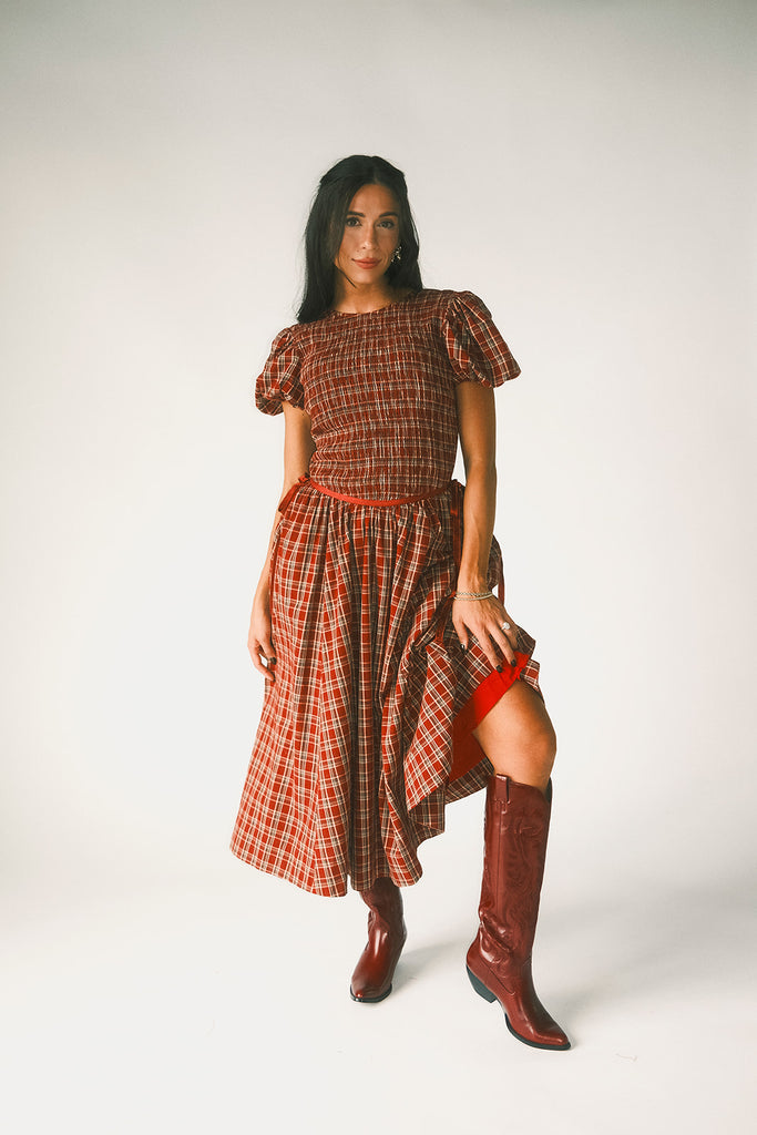 gia smocked dress // red *zoco exclusive*