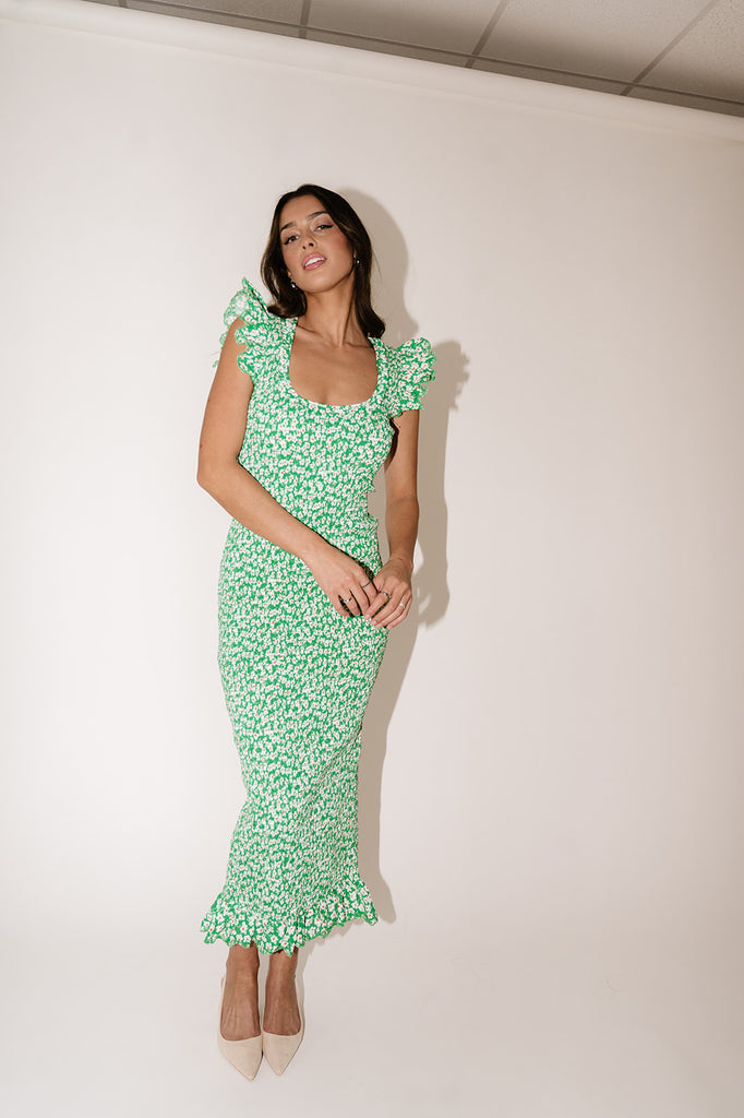 tommy smocked floral maxi dress