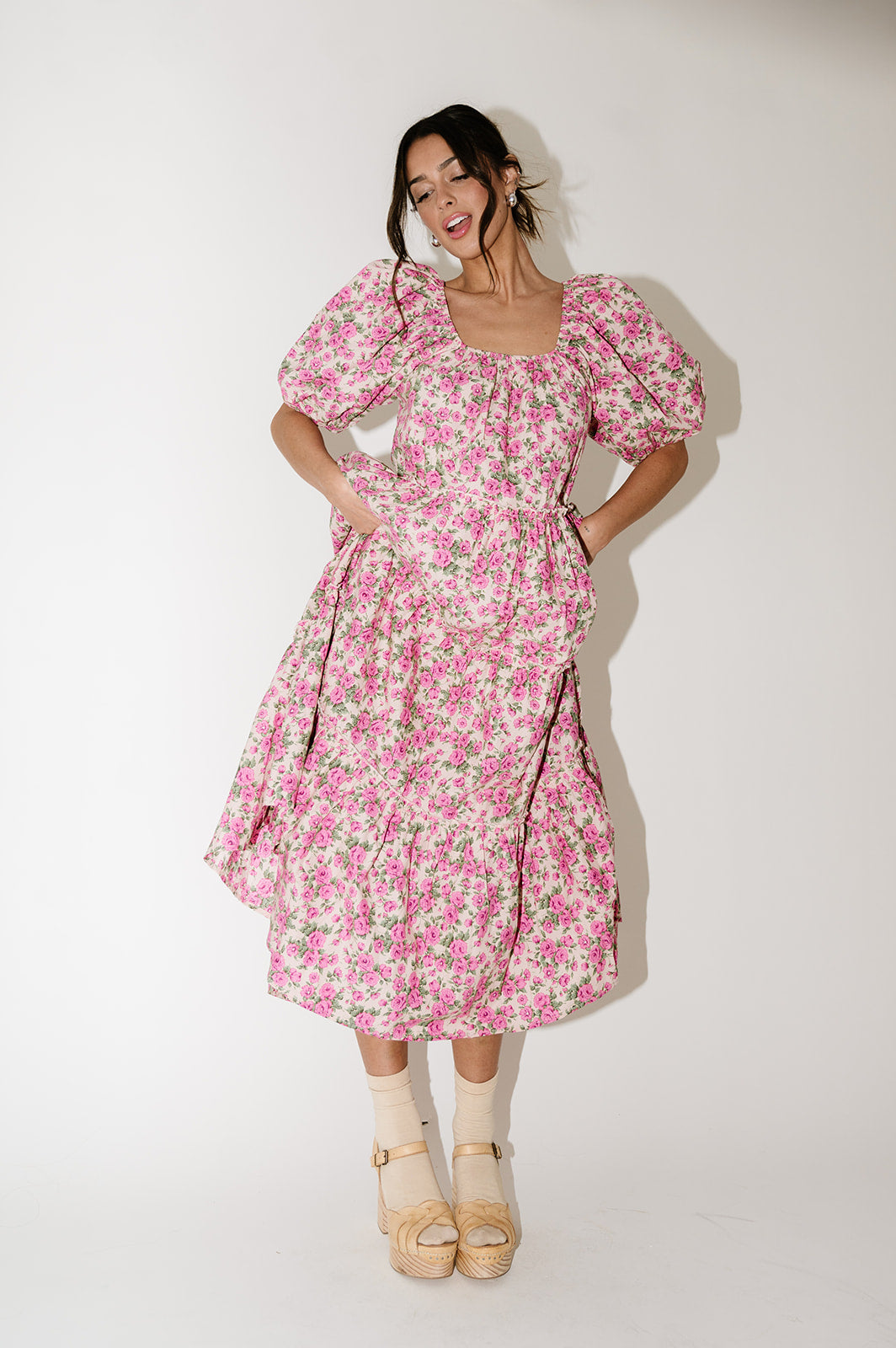 36082-TI328 DRESSES - EXCLUSIVE LILAC AND PINK GARDEN PRINT main image 1