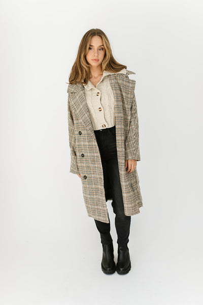 edina plaid trench coat