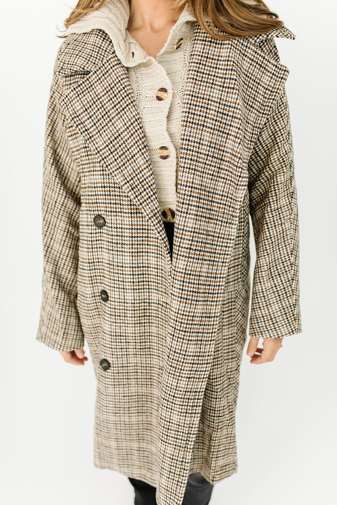 edina plaid trench coat