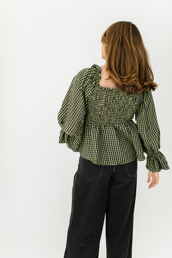 halo gingham top // olive