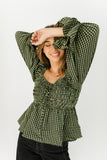 halo gingham top // olive