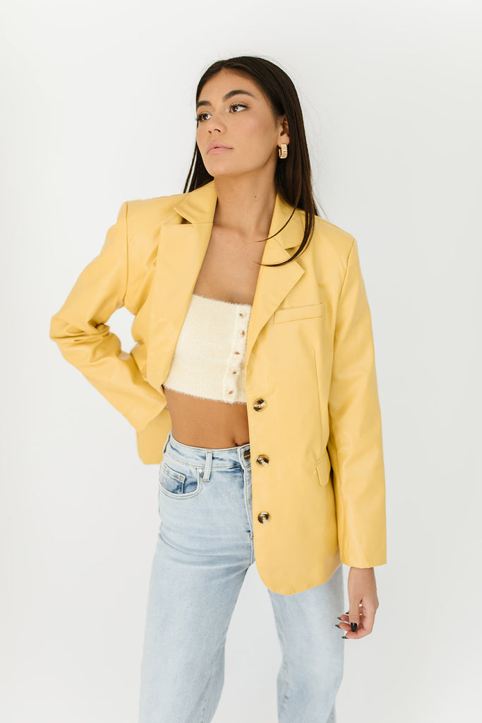 lights out faux leather blazer