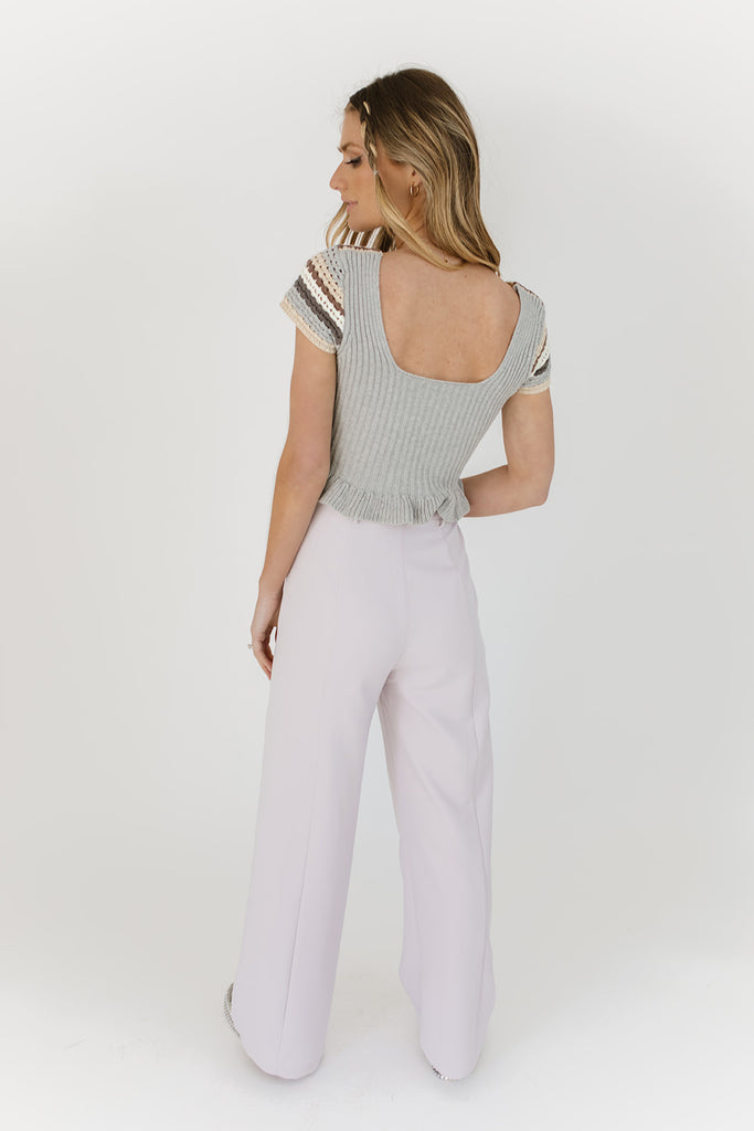 Scalloped Waist Slim Leg Pants