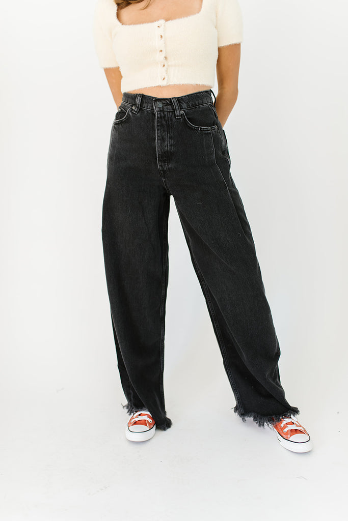 old west slouchy jeans in panther // free people