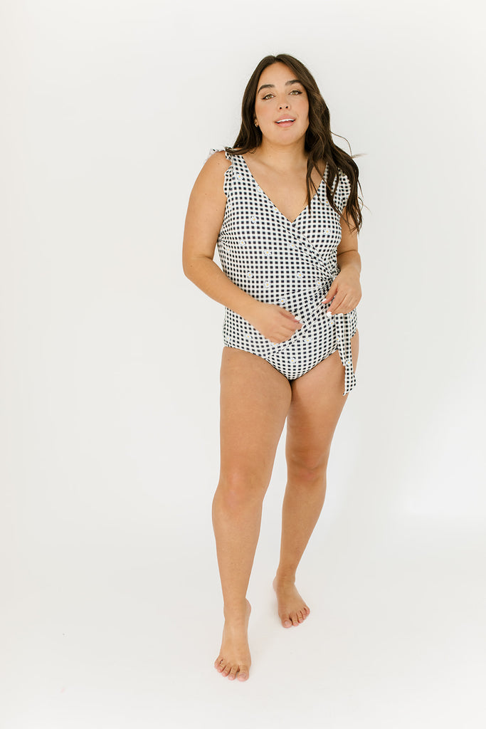 gingham lady swimmer