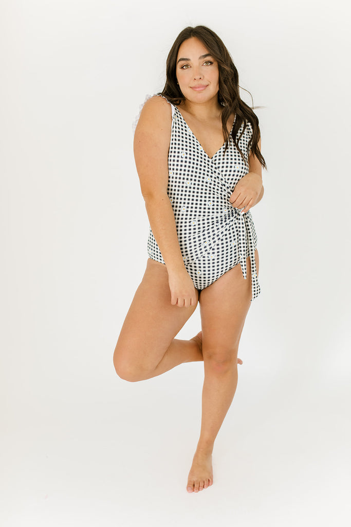 gingham lady swimmer