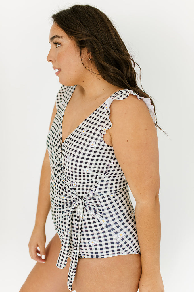 gingham lady swimmer