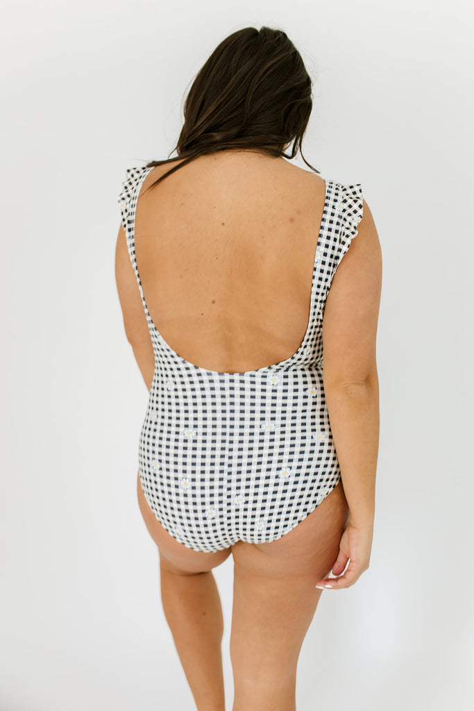 gingham lady swimmer