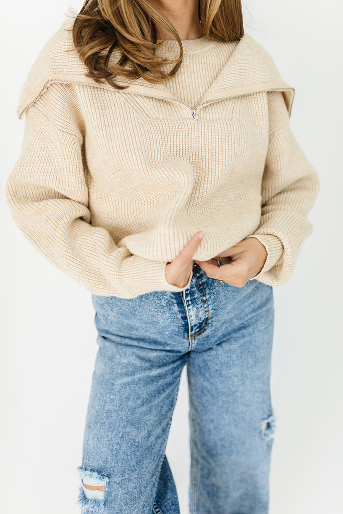 so much to say half zip sweater