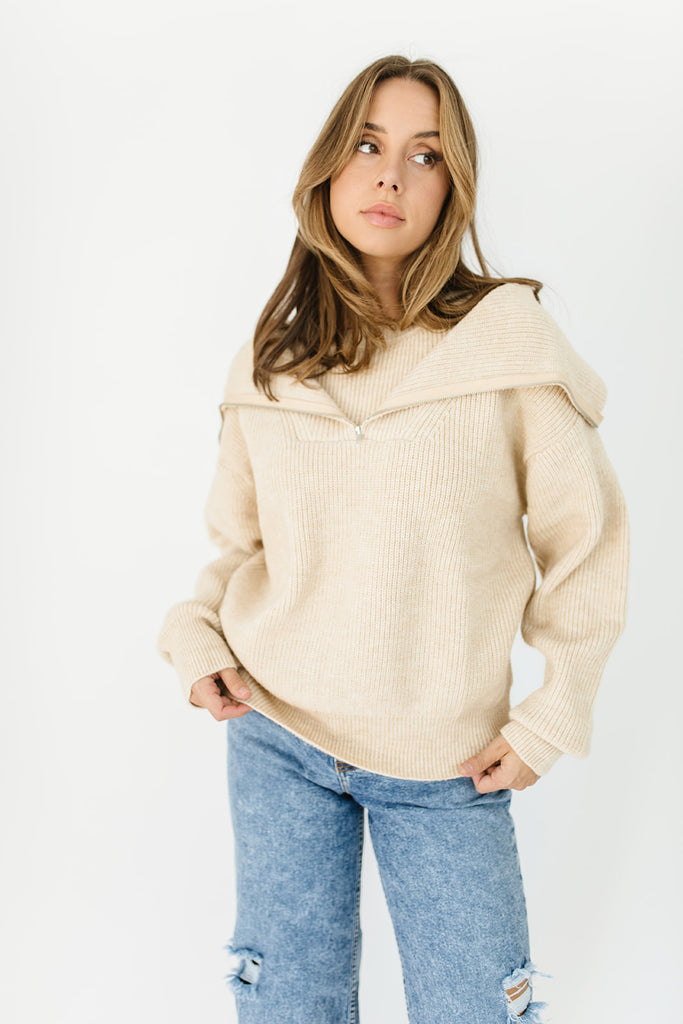 so much to say half zip sweater