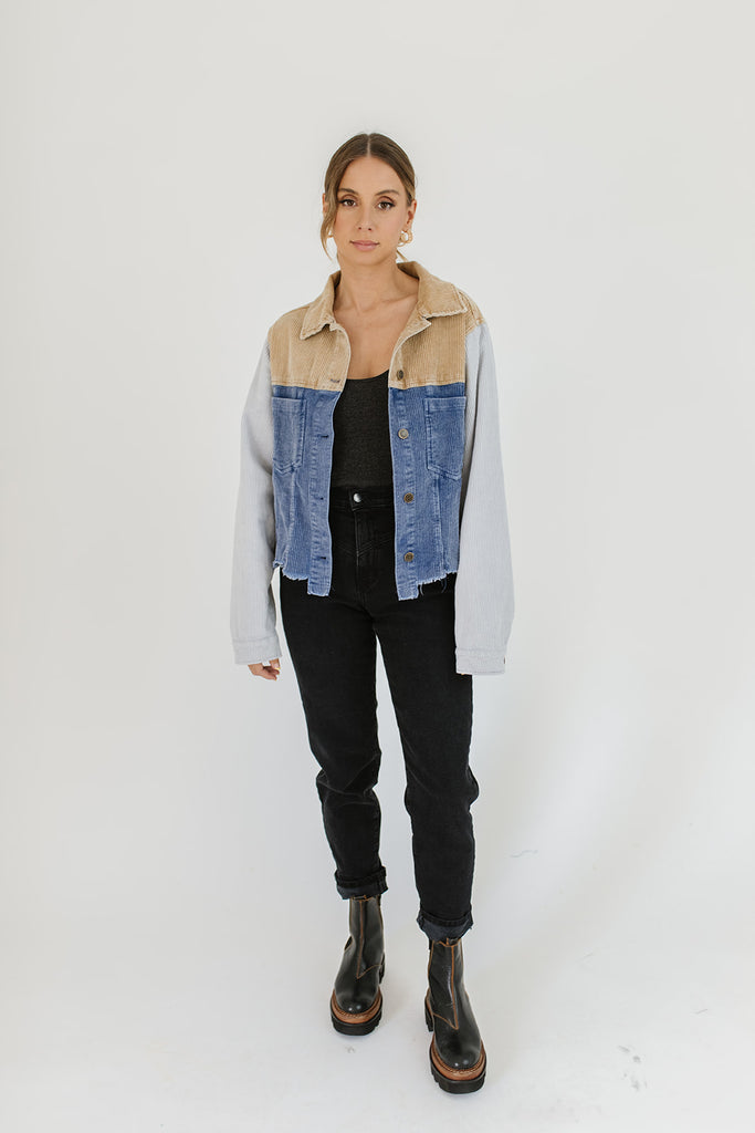 patchwork shirt jacket