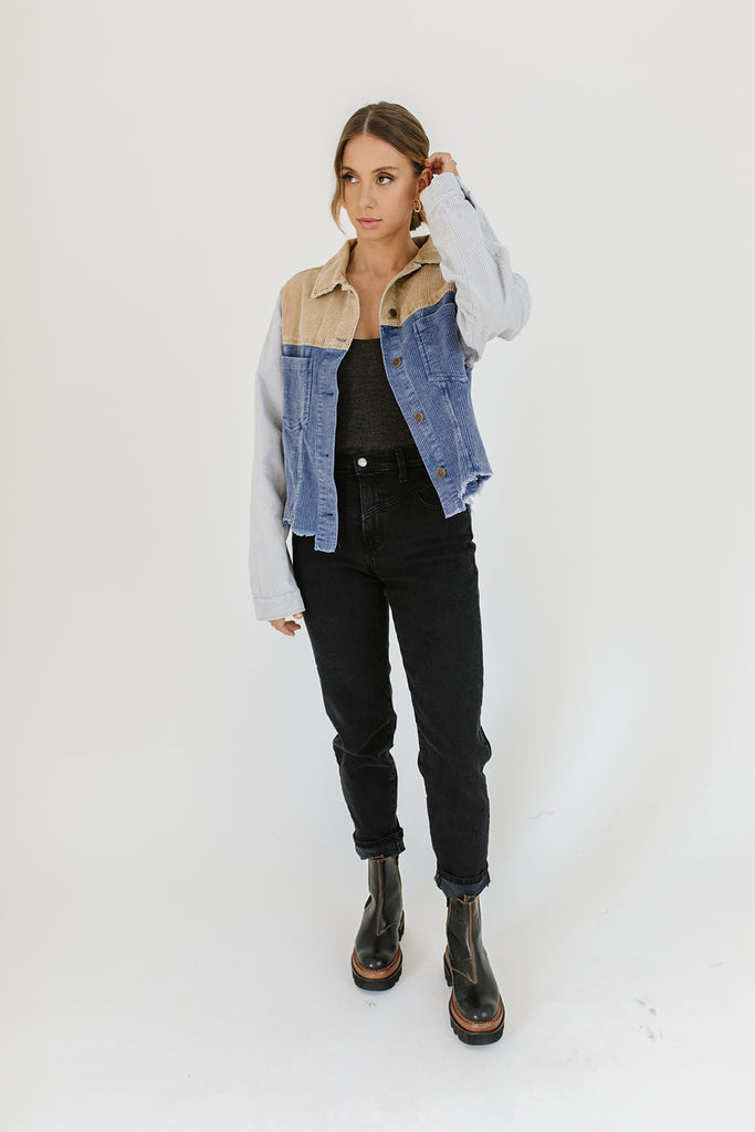 patchwork shirt jacket