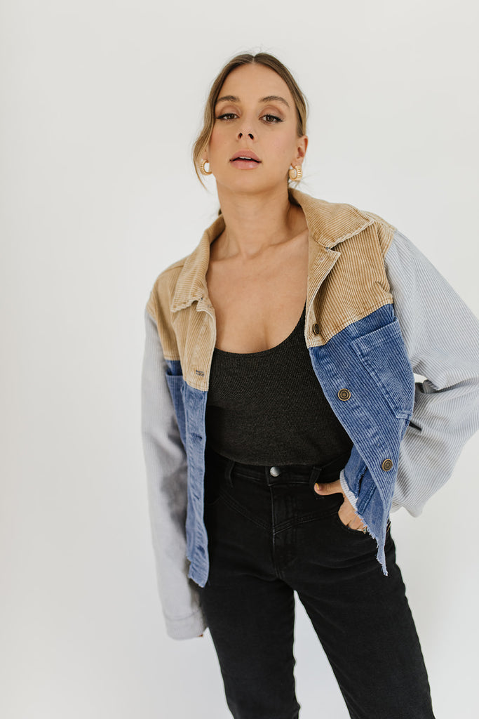 patchwork shirt jacket
