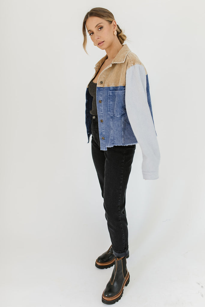 patchwork shirt jacket