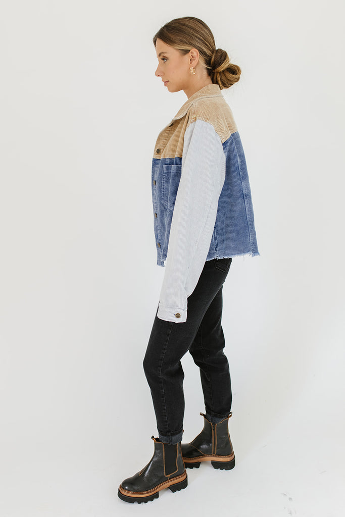 patchwork shirt jacket