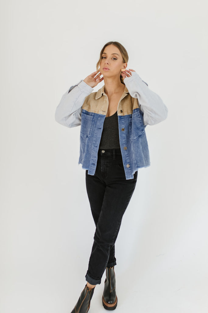 patchwork shirt jacket