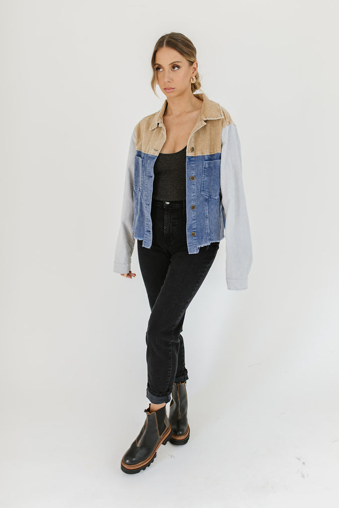 patchwork shirt jacket