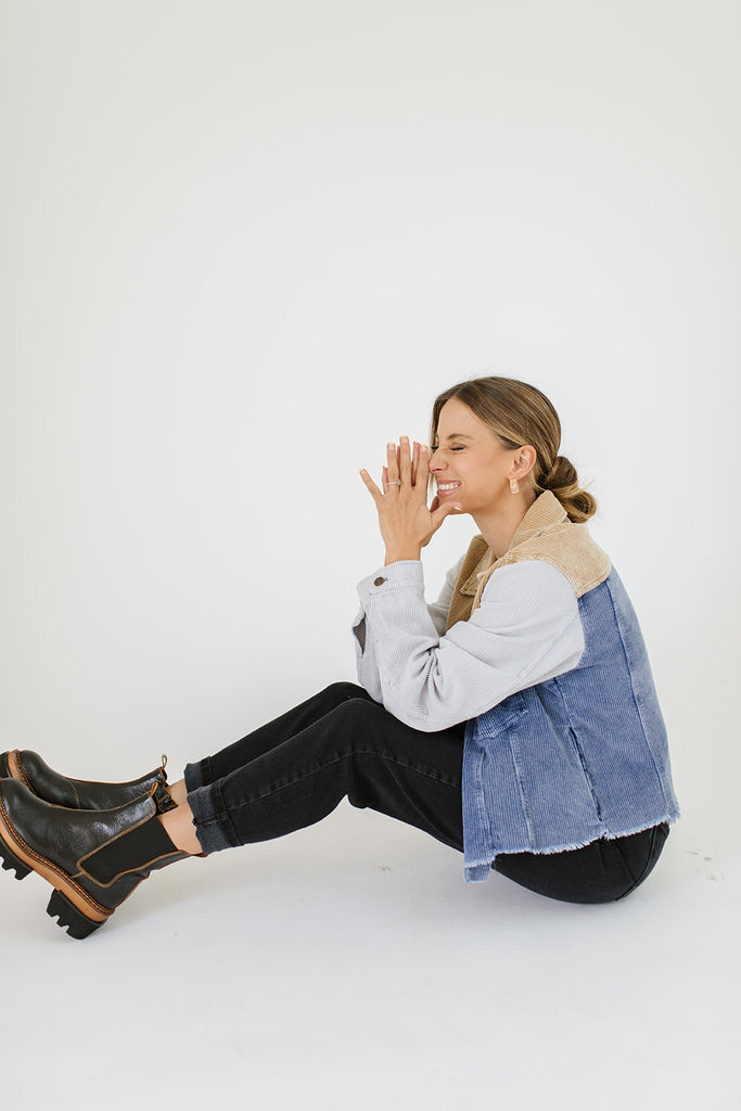 patchwork shirt jacket