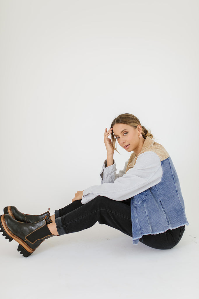 patchwork shirt jacket
