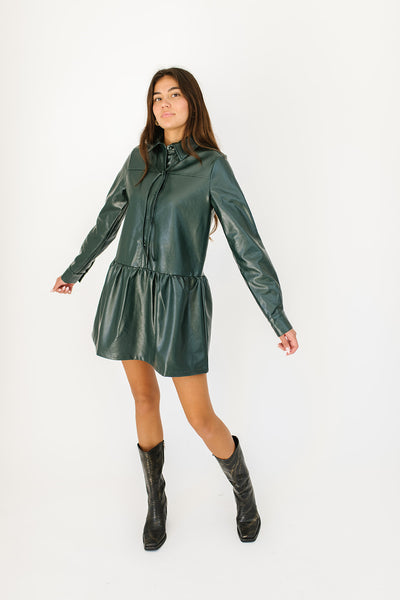 feticoフェティコ FAUX-LEATHER SATIN DRESS FETICO（フェティコ）の「FAUX-LEATHER SATIN DRESS（ワンピース