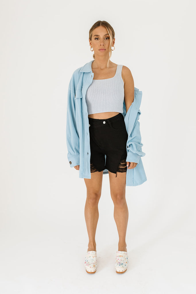 road trip denim shorts // black