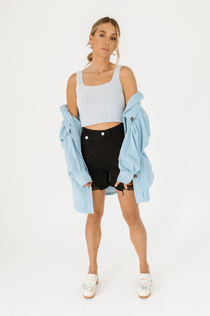 road trip denim shorts // black