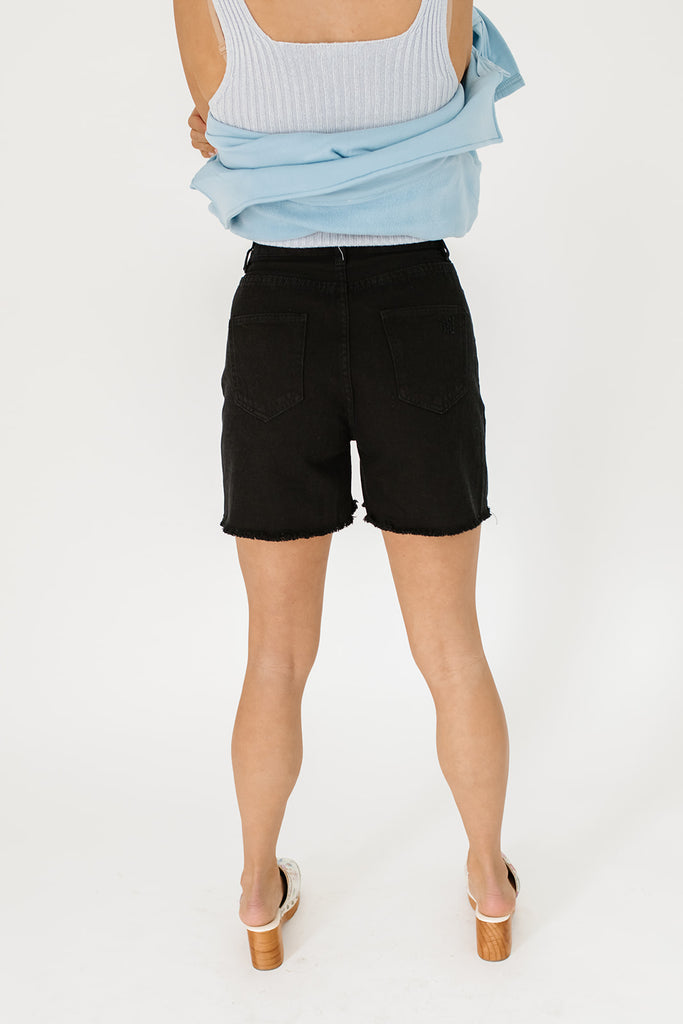 road trip denim shorts // black